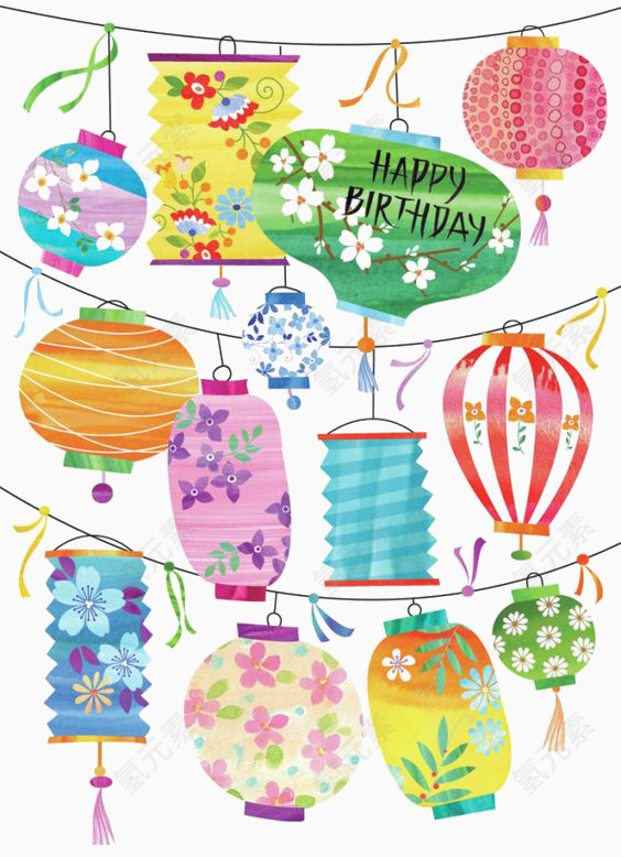 水彩灯笼