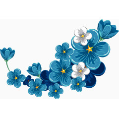 矢量手绘蓝色花枝