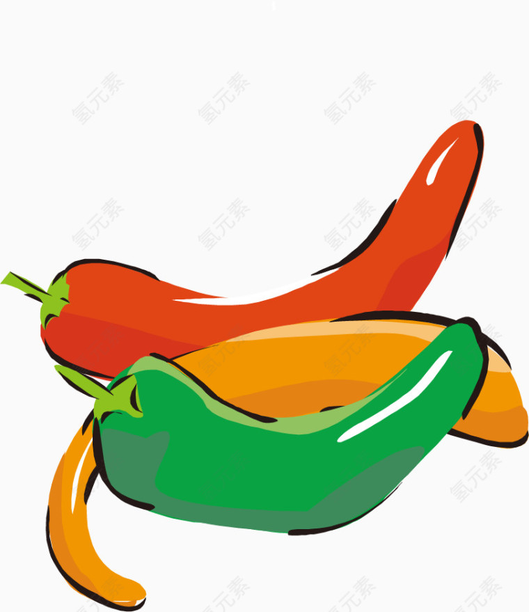 辣椒水彩PNG矢量素材