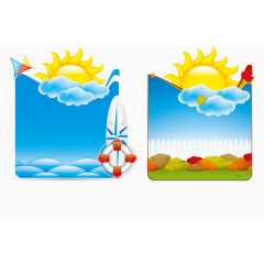 蓝天白云太阳海报素材