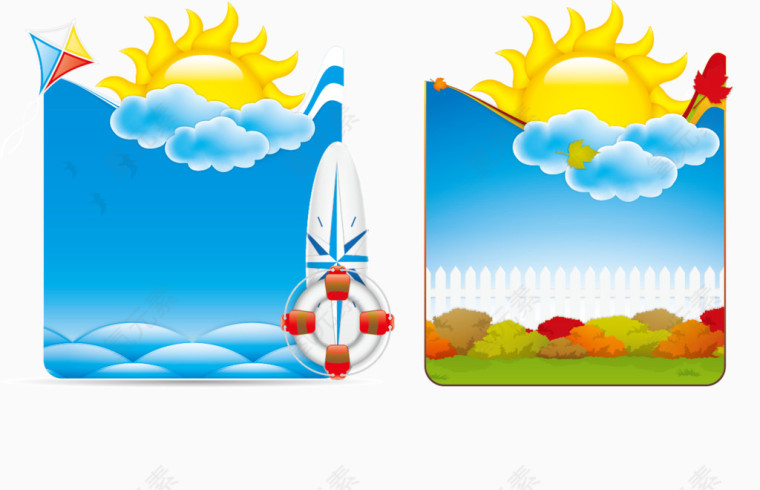 蓝天白云太阳海报素材