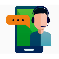 矢量卡通客服手机发微信解答