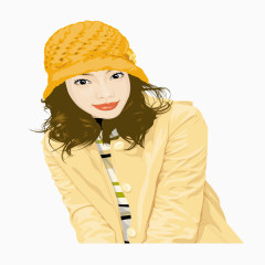 黄色针织帽女人