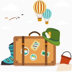 度假旅行箱插画矢量素材