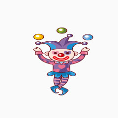 矢量绘制站立表演扔球小丑