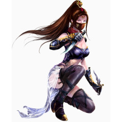 黑衣持刀蒙面女刺客古风手绘