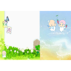 绿叶卡通儿童成长相册模板