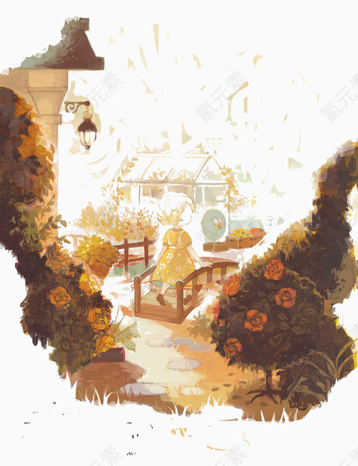 彩绘花园插画
