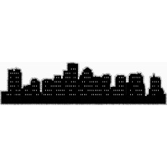 手绘黑白剪影建筑