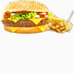 牛肉汉堡和薯条