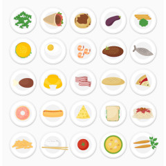 25款圆盘中的食物矢量图
