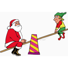 玩跷跷板的圣诞老人