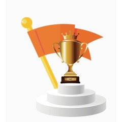 矢量金色手绘卡通冠军奖杯