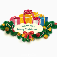 圣诞礼盒贺卡矢量图