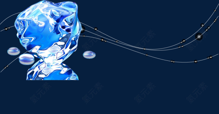 夏日清爽冰块水滴