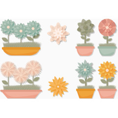 矢量图几盆花