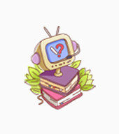 唯美卡通电视机书树叶