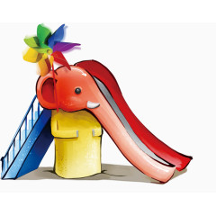 一个手绘大象滑梯