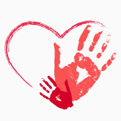 爱心红色手印