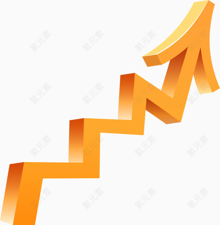 矢量手绘金色向上箭头