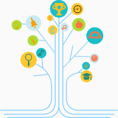 浅蓝色 扁平化 分支图  装饰