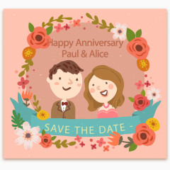 结婚纪念日邀请卡矢量素材