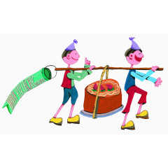 彩绘挑着蛋糕的人