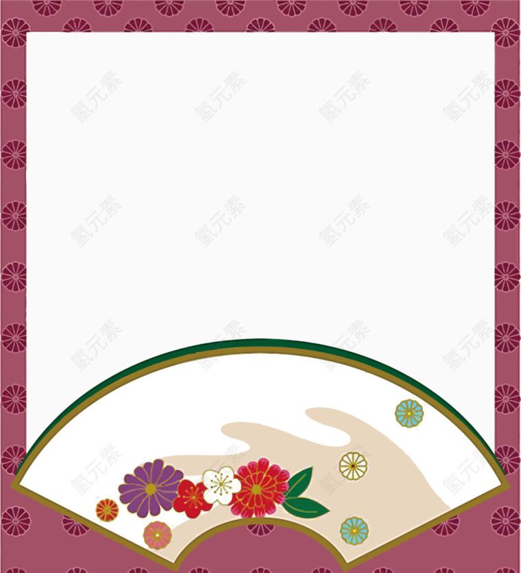 矢量扇子日式边框