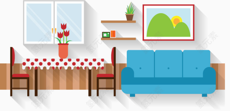 整洁客厅设计矢量素材