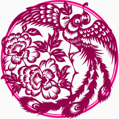 矢量手绘剪纸凤凰