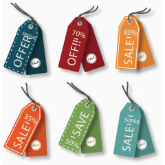 矢量手绘彩色吊牌