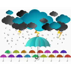 矢量雨伞和白云