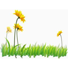 矢量手绘绿色花朵