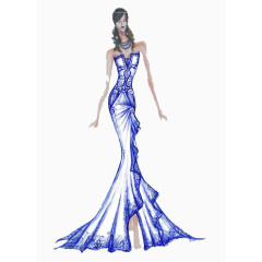 手绘经典修身礼服