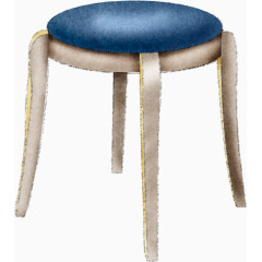 卡通手绘蓝色四脚板凳