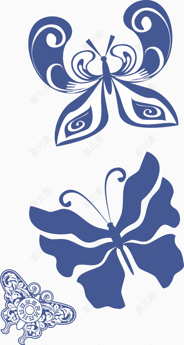 矢量布艺蝴蝶花纹