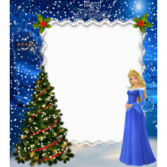 蓝色冰雪皇后圣诞卡