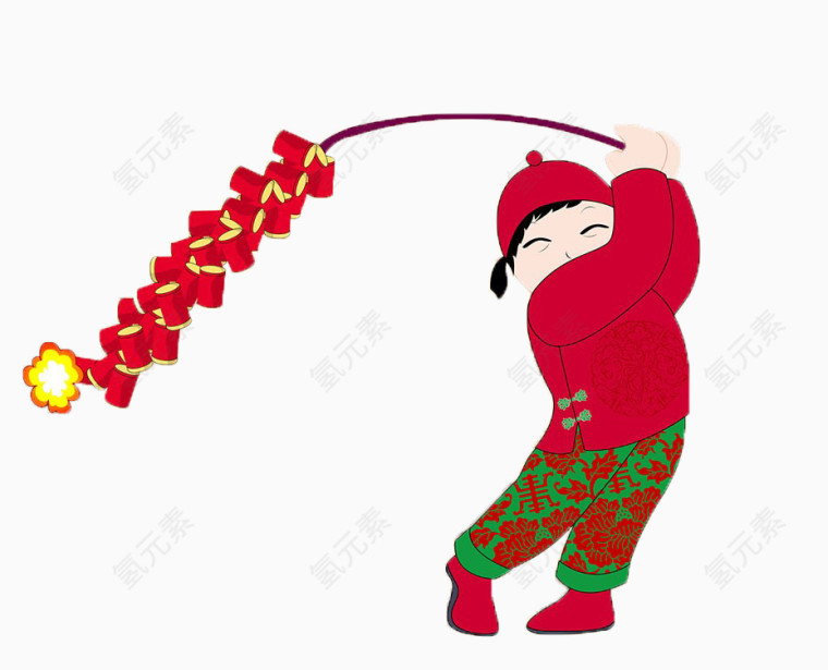 卡通放鞭炮
