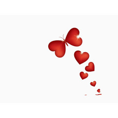 红色的心和飞舞的蝴蝶