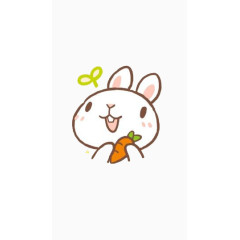 抱着红萝卜的小白兔手绘图