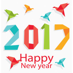 矢量手绘2017折纸艺术字