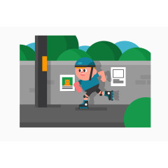 矢量滑旱冰男孩