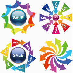 炫彩箭头矢量标签