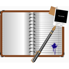 矢量手绘记事本与钢笔