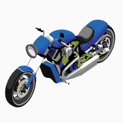 矢量蓝色卡通摩托车赛车