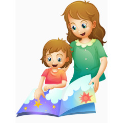 矢量手绘妈妈孩子