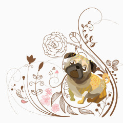 矢量彩绘小狗