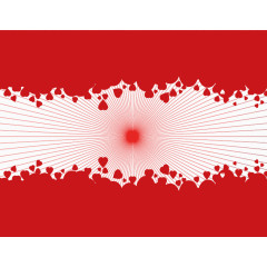 红色心边框放射状纹理