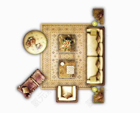 户型图彩平图精美沙发茶几组合