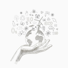 手绘地球环保插画矢量素材